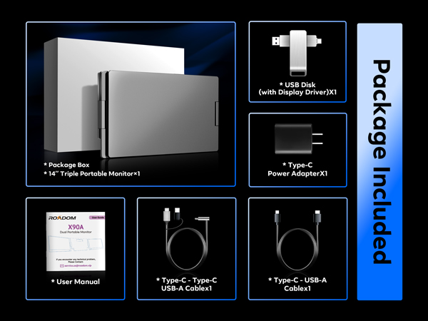 LAPTOPMO TRIPLE SCREEN 14インチ Triple Portable Monitor, ROADOM 14'' FHD 1080P HDR IPS