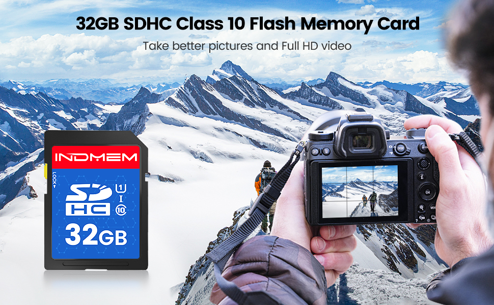 INDMEM SD Card 32GB (2 Pack) SDHC Flash Memory Card UHSI U1 Class 10