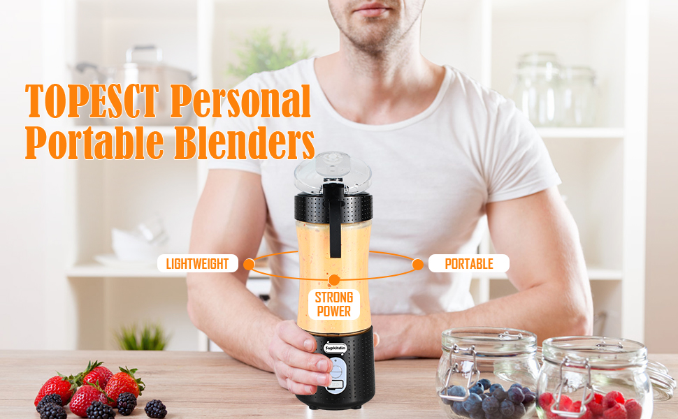 Supkitdin Portable Blender, Personal Mixer Fruit Rechargeable with USB, Mini Blender for