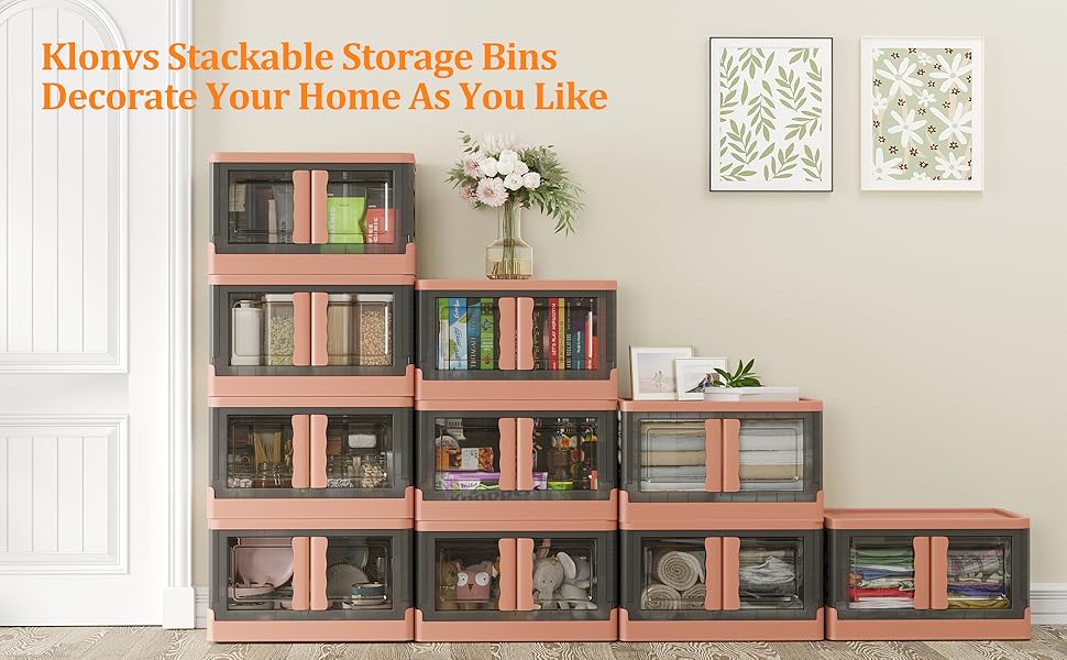 KLONVS Storage Bins with Lids, Stackable Storage Bins with