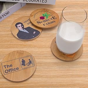 Office Dunder Miffllin inspired bamboo coasters set