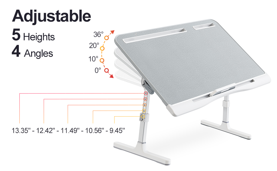 Laptop Desk for Bed, Adjustable Bed Desk with Foldable Legs