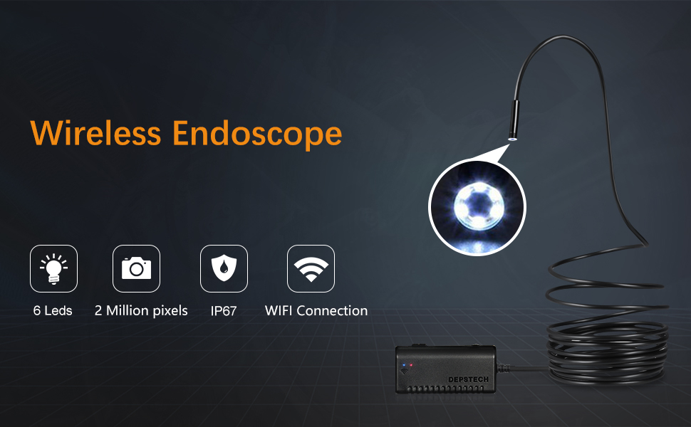 DEPSTECH Wireless Endoscope, IP67 Waterproof WiFi Borescope Inspection