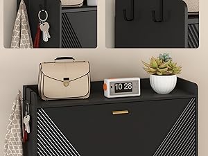 howcool shoe cabinet with 2 hooks