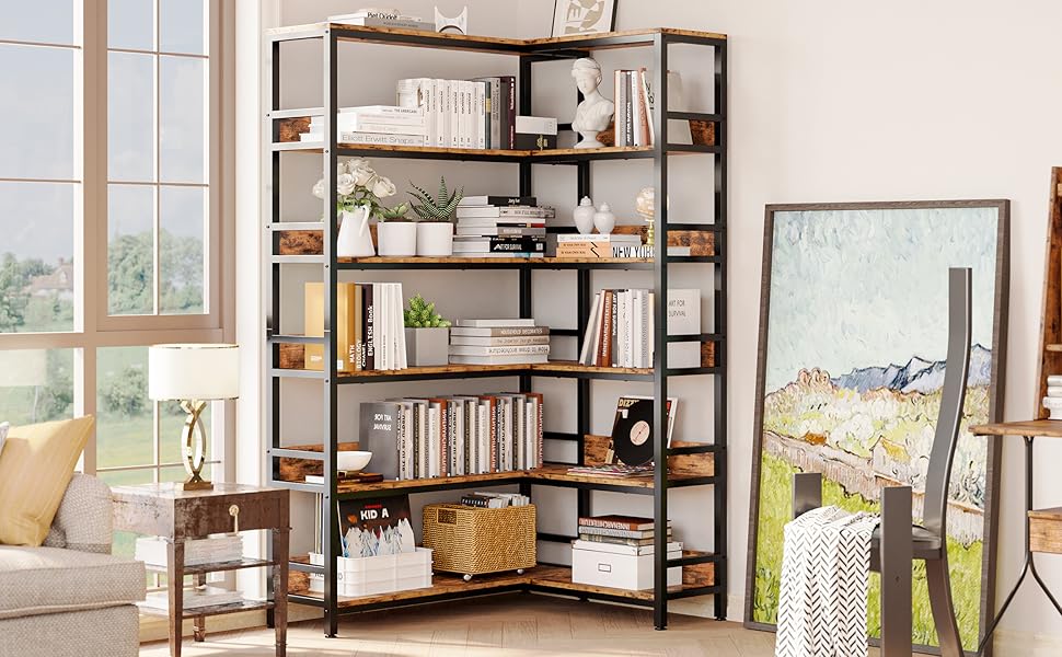 BOOKシェルフ Amazon.com: IRONCK Industrial Bookshelves 6 Tiers Corner