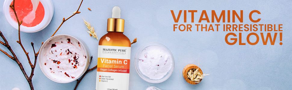 majestic pure vitamin c facial serum vegan collagen infused natural best top premium discoloration
