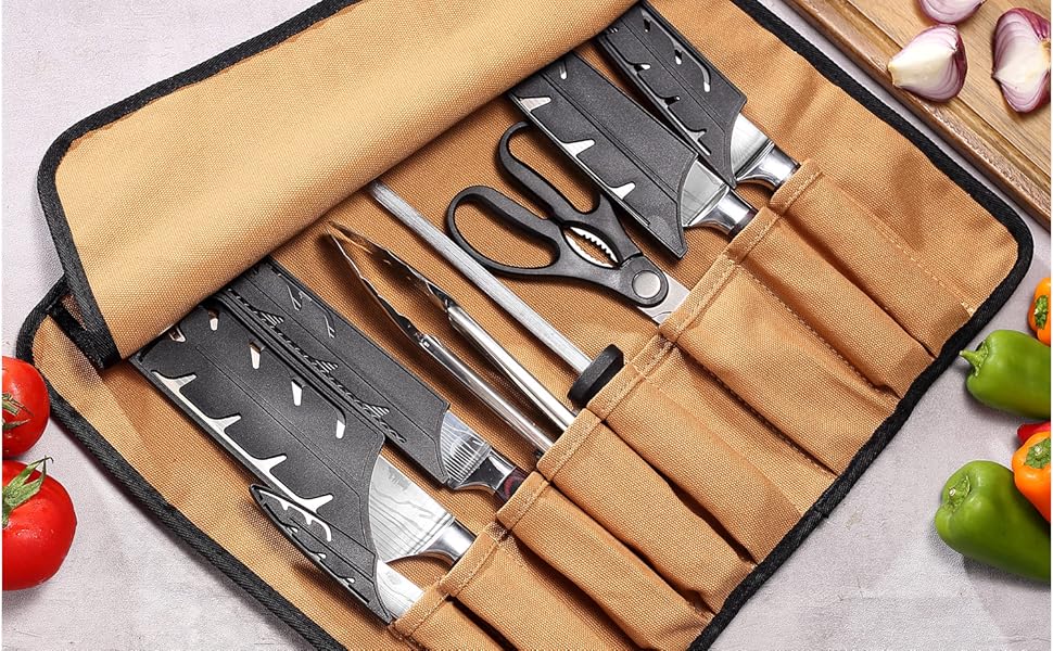 OYEZI Professional 9pcs Chef Knife Set with bag,kitchen