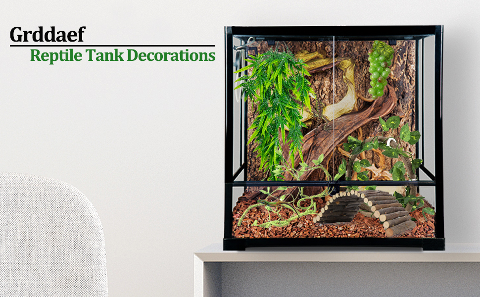 Grddaef Bearded Dragon Tank Accessories, Reptile Bridge