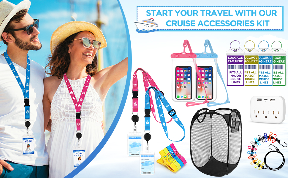 FACULX 15 PCS Cruise Ship Essential Includes Cruise Lanyard, Cruise Luggage Tags... 10 cruise ship essentails
