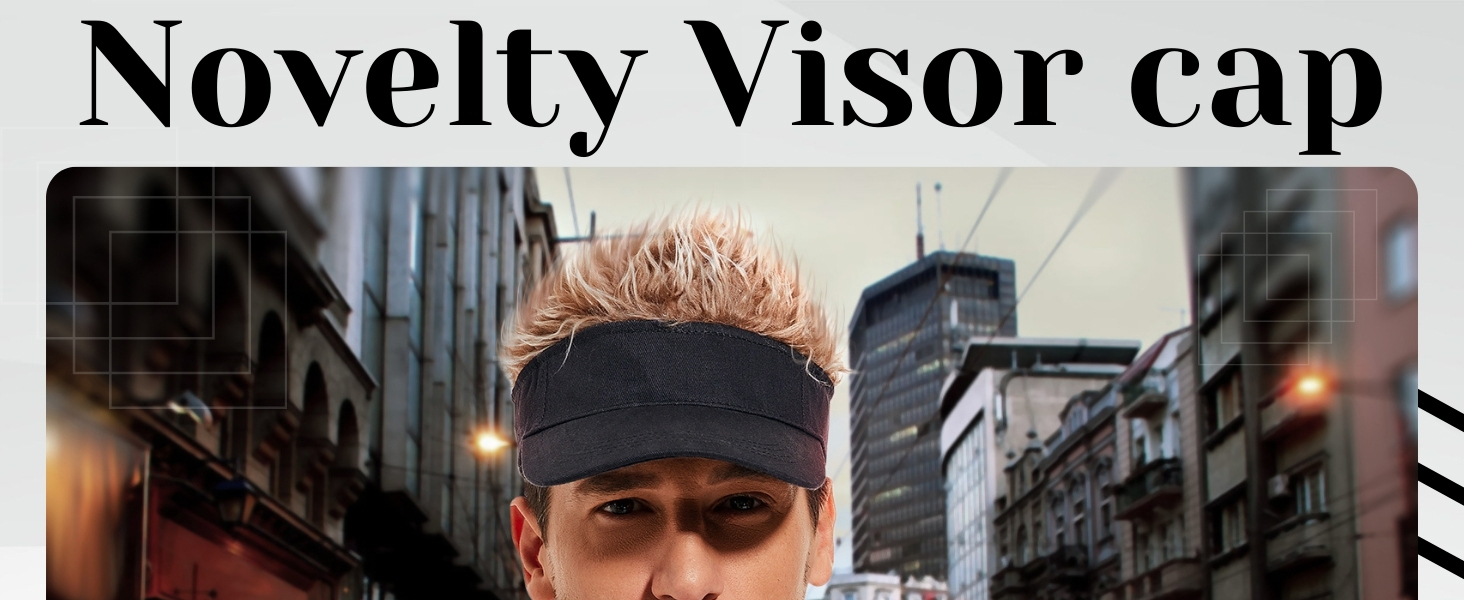 Novelty Visor cap Adjustable Visor Hat with Spiked Wigs - Black and Brown