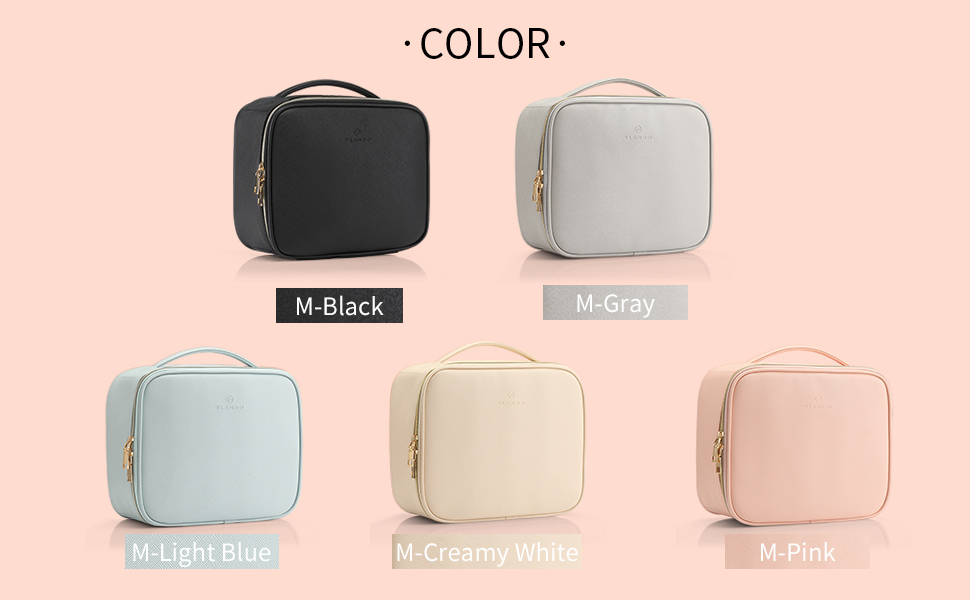 Vlando Travel Makeup Bag Leather Make up Cosmetic Case