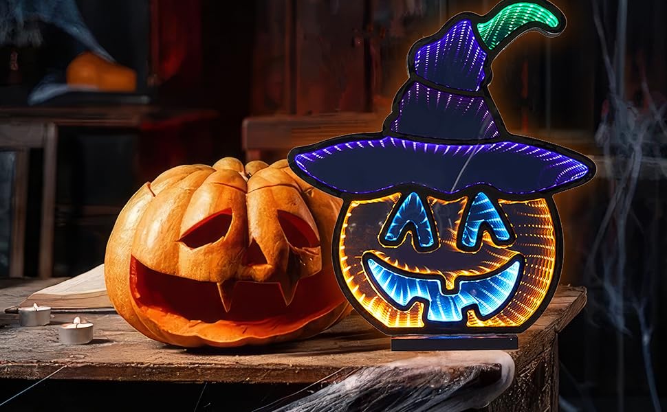 COIZYZZL Special 3D LED Infinity Lights Pumpkin with Hat