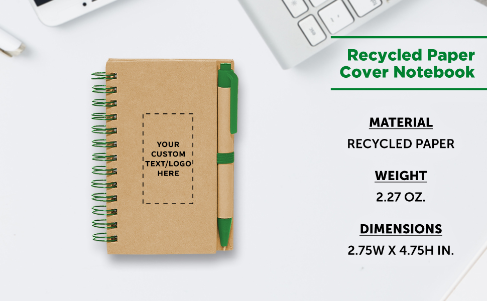 Custom Mini Spiral Notebooks with Black Ink Pens Set of 10