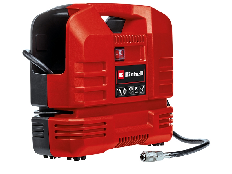 Einhell Portable Oil-Free Air Compressor with Gun - 8 Bar, 116 PSI, 240V, 1100W Service-Free Motor, 3m Hose - TC-AC 190 of Small Compressor for Workshops with 3 Year Warranty 12 einhell