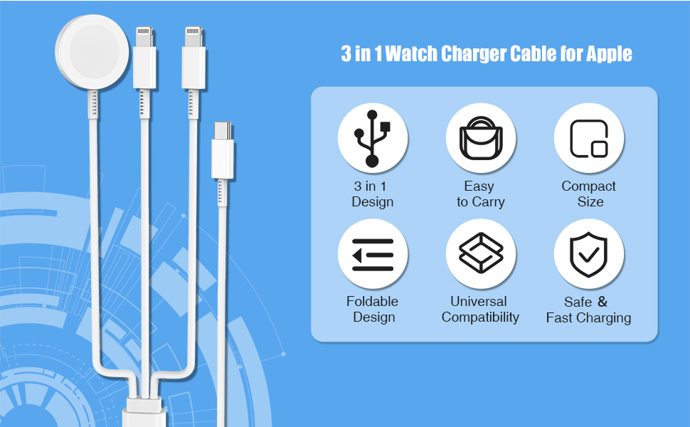 Cabepow for Apple Watch Charger,Cabepow 3 in 1 iPhone and