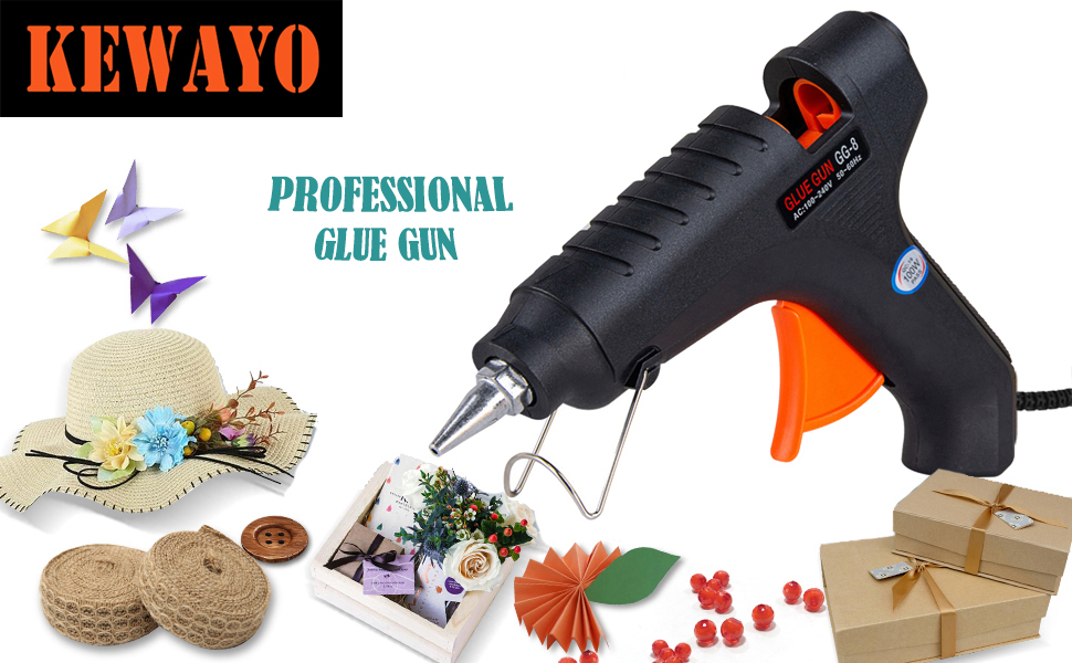 KEWAYO Hot Glue Gun, 100W Hot Melt Glue Gun with 20pcs 7.87in Hot Glue