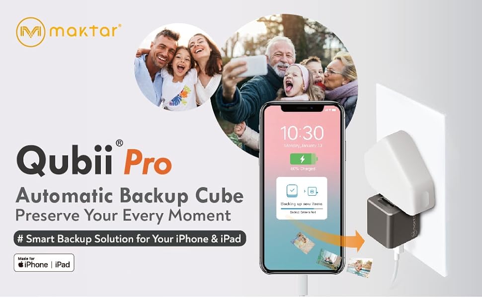 MAKTAR Qubii Pro USBA Photo Stick, Auto Backup while Charging, MFi