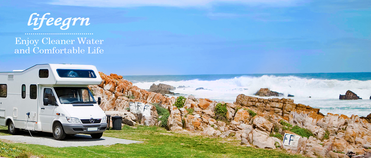 lifeegrn RV Water Filter with Hose Protector, Inline Water