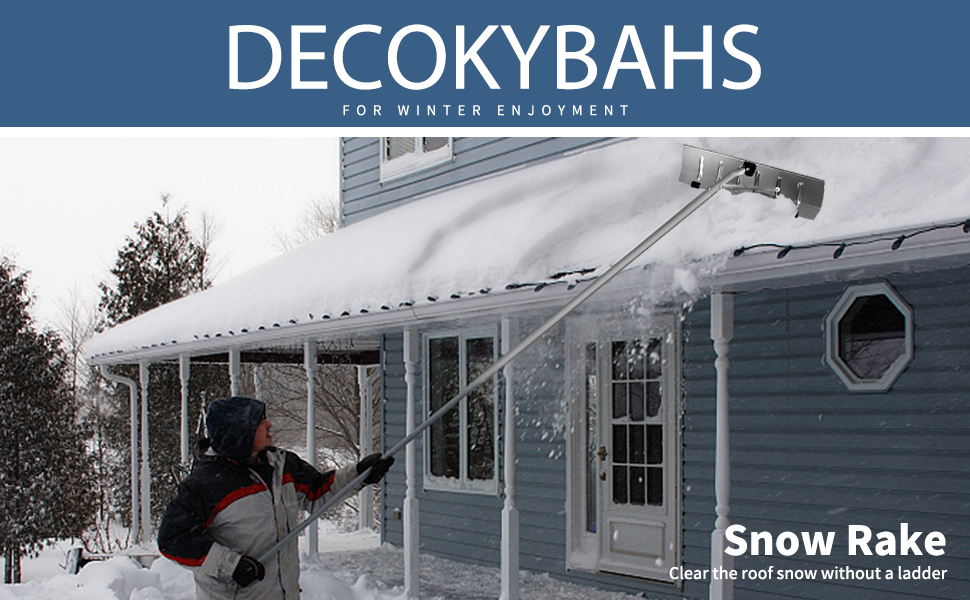 Snow Roof Rake Decokybahs Aluminum for House Roof, 4