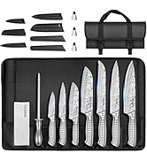 MOSFiATA Chef Knife Set, 12PCS Portable Sharp Kitchen Knife Set, High Carbon Japanese Stainless S...