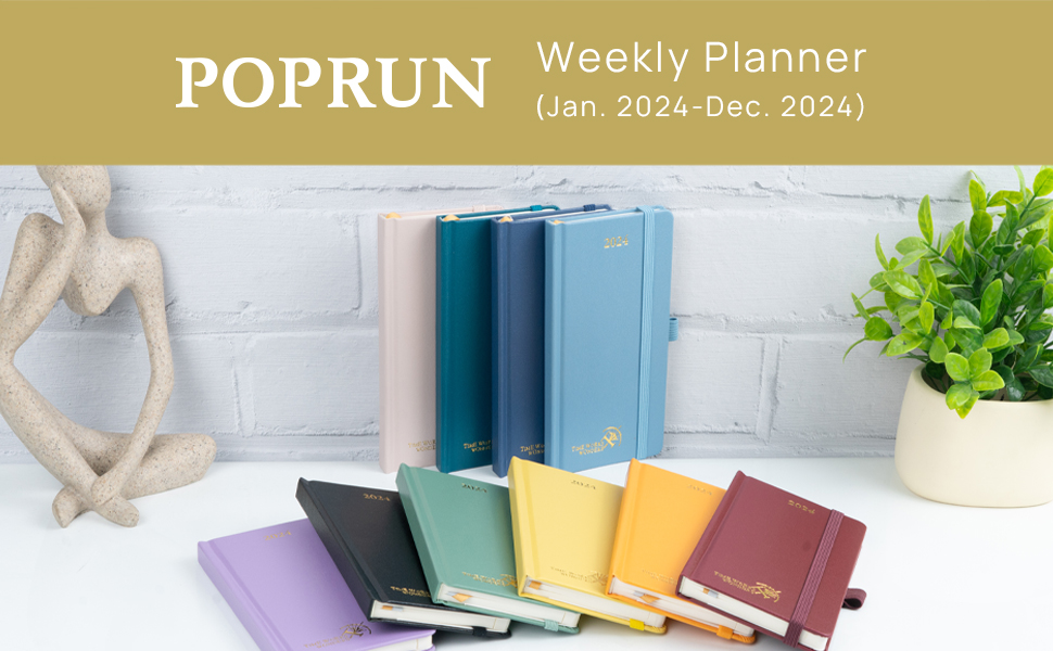 POPRUN 2024 Pocket Calendar Planner Weekly and Monthly for