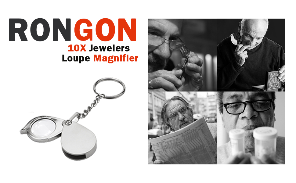Pocket Magnifying Glass 10X Jewelers Loupe Magnifier Small Magnify Glasses Keychain Magnifiers