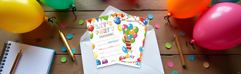 A vibrant and colorful background with balloons, confetti, and a festive atmosphere, creating an exc