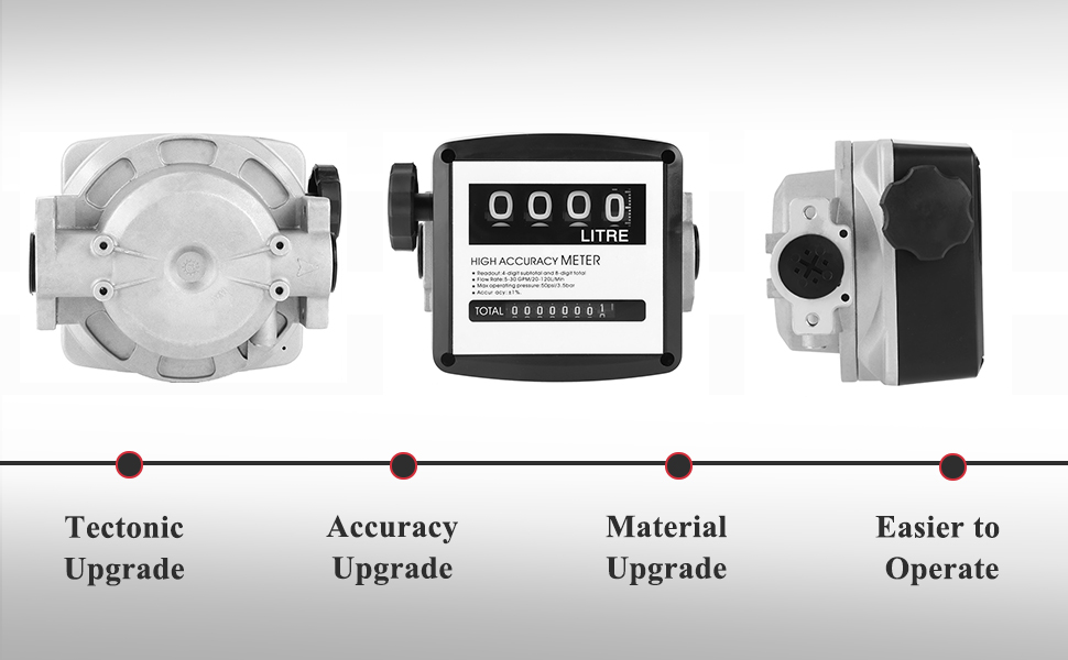 Fuel Flow Meter, Digital Fuel Flow Meter, Mechanical Fuel Meter Fuel Flowmeter, 1 Inch 4 Digital