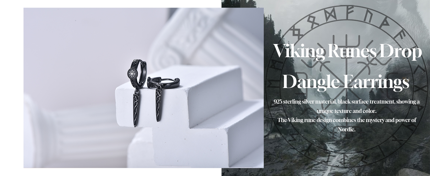 YYmqmq Black Viking Valknut Drop Dangle Earrings For Women