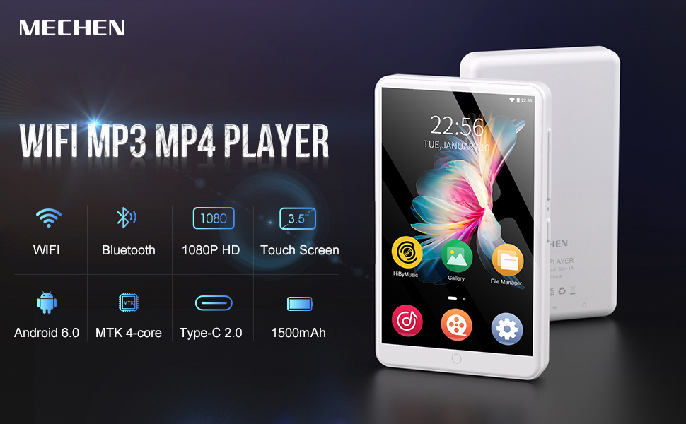MP3 Player with Bluetooth and WiFi，MECHEN 3.5" Full Touch