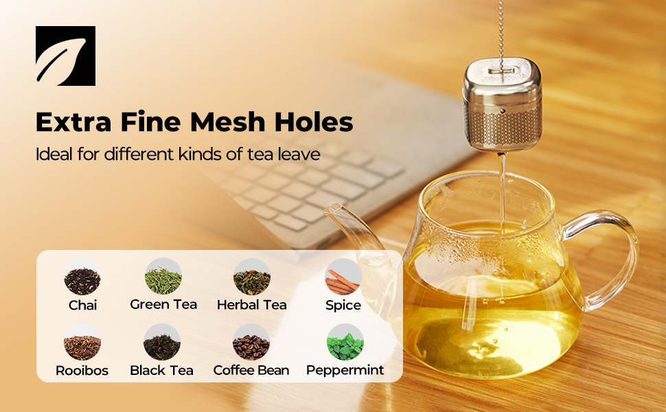 Reinmoson Tea Balls for Loose Tea, Retractable Chain Design