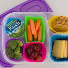 bento box with silicone baking cups