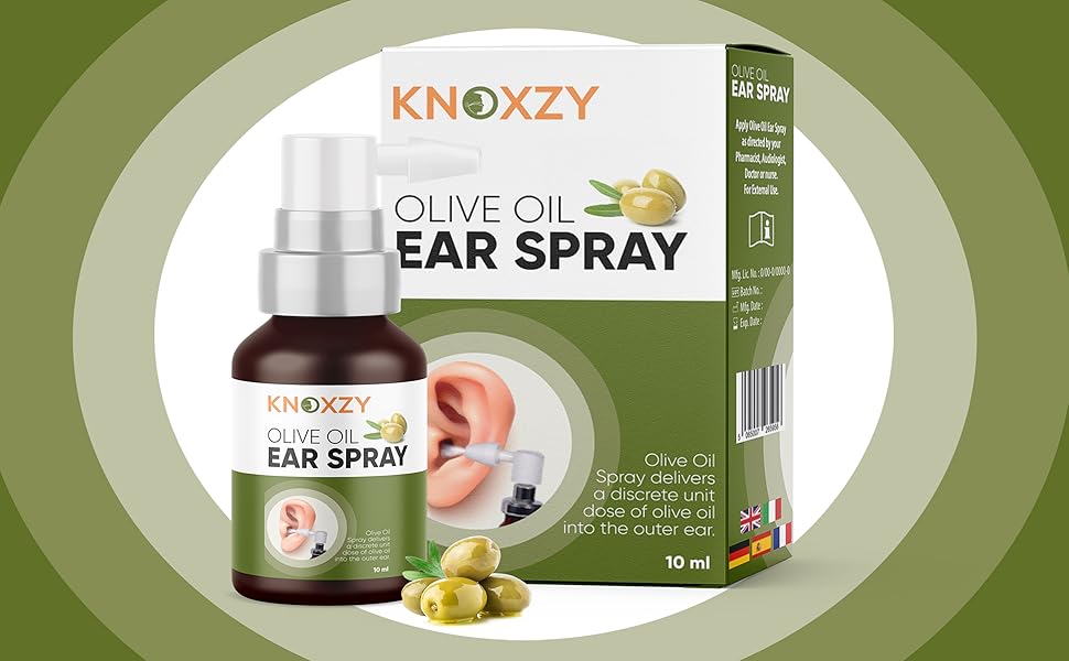 Knoxzy Olive Oil Ear Spray, Wax Removal Natural Olive Oil Spray for Ear