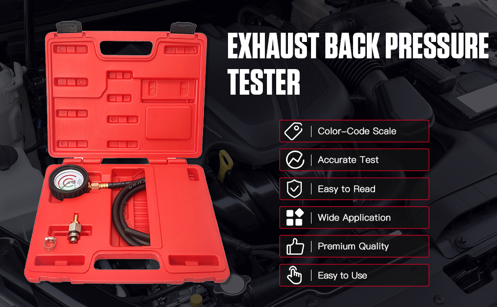 Exhaust Back Pressure Tester with 6Foot Hose, Exhaust Back