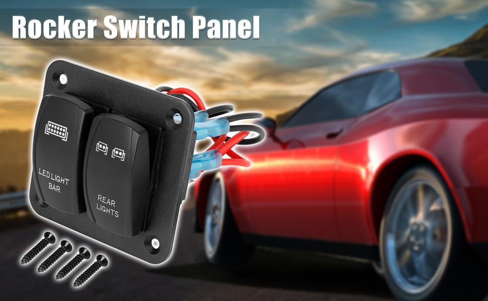 X AUTOHAUX Car LED Light Rocker Switch Panel OnOff 5 Pin DC 12V 20A 24V 10A Black