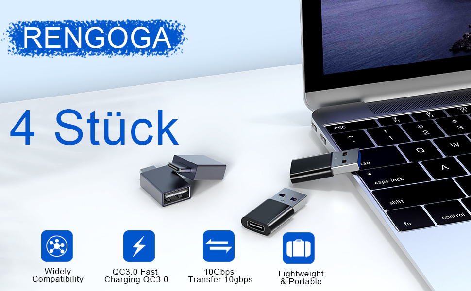 2023 New 4 Pack USB C to USB Adapter, 【2*USBC to USBA】&【2