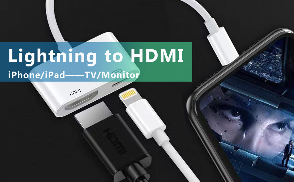 4K HDMI Adapter for iPhone, Apple Digital AV Adapter, 1080P Video & Audio Sync