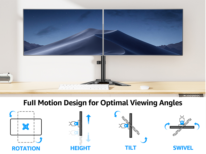 Dual Monitor Stand Freestanding & Height Adjustable Monitor Desk Mount