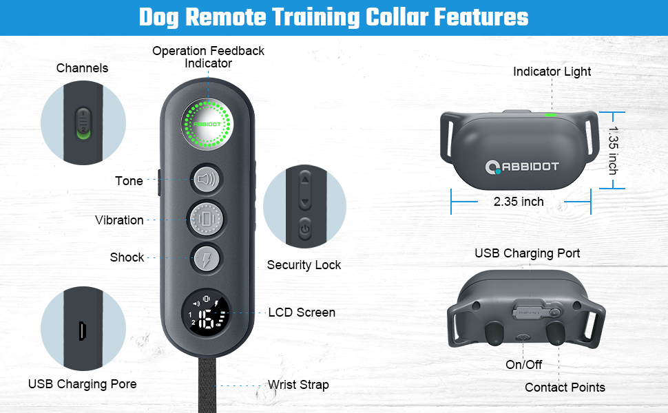 ABBIDOT Small Size Shock Collar for 2 Dogs(8120 lbs) 3000 Ft Dog