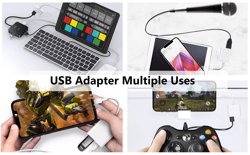 Lightning to USB Camera Adapter for iPhone with Charging