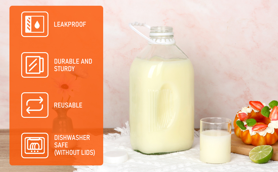 glass milk bottle with lid