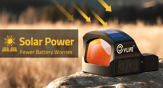 Solar Power for Instant Use - CVLIFE WildHawk X Solar Auto Brightness Red Dot Sight