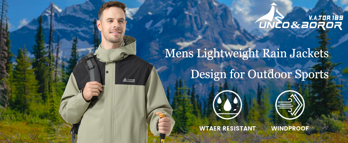 V.A.TOR 189 UNCO&BOROR Men's Lightweight Waterproof Hooded Rain Jackets