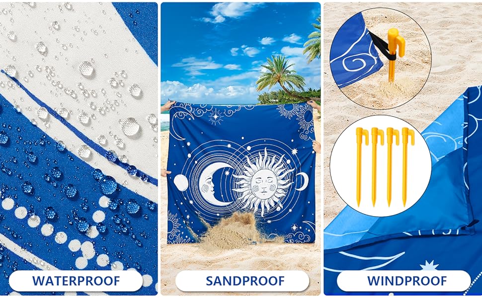 WIWIGO Beach Blanket Sandproof Extra Large Beach Mat Adults Waterproof Quick Drying