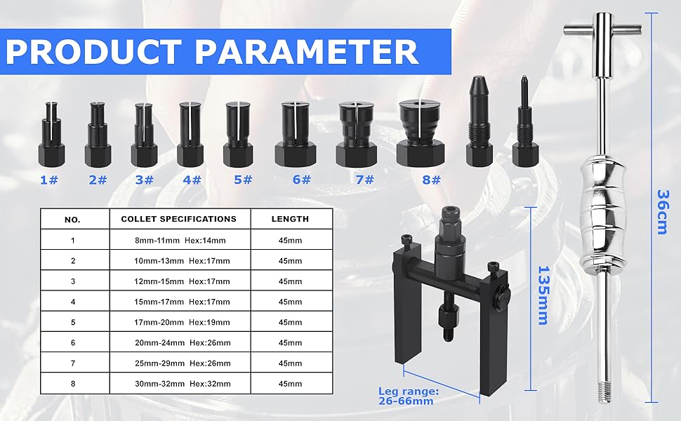 Motorcycle Blind Hole Collet Bearing Puller Tool Kit
