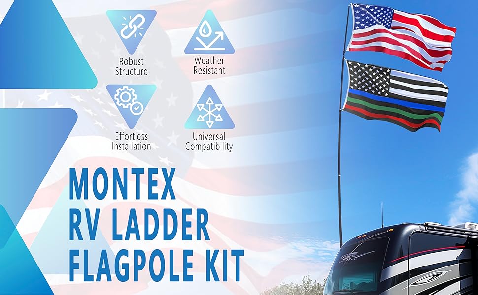 Monex RV Flag Pole 14Ft, RV Flag Pole Mount for RV Ladder