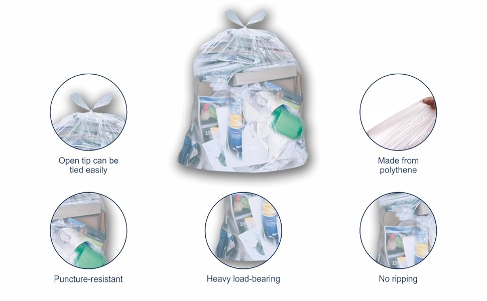 Spartano Clear Garbage Bags 30 x 38 Inch (125 Count), Extra Strong