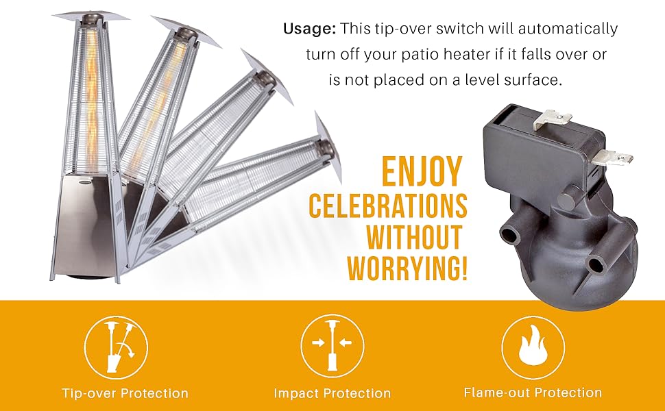 Amazon.com: Fire Sense Regular Tilt Switch Patio Heater Replacement - Space Heater Tip Over Switch Replacement