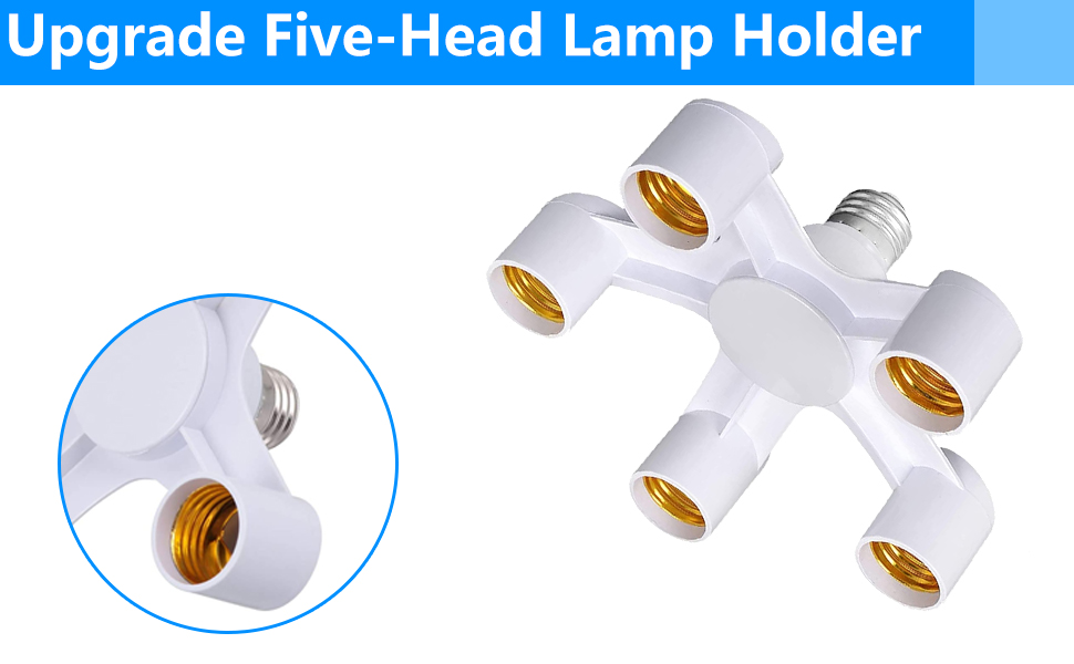 5 in 1 Light Bulb Socket Splitter,Fixed Multi Bulb Socker Adapter,Light