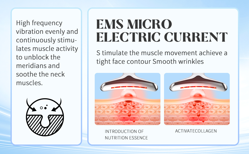 Red Light Therapy Vibration Massager Skin Rejuvenation Beauty Face Neck Lift Tight Sagging Radiant